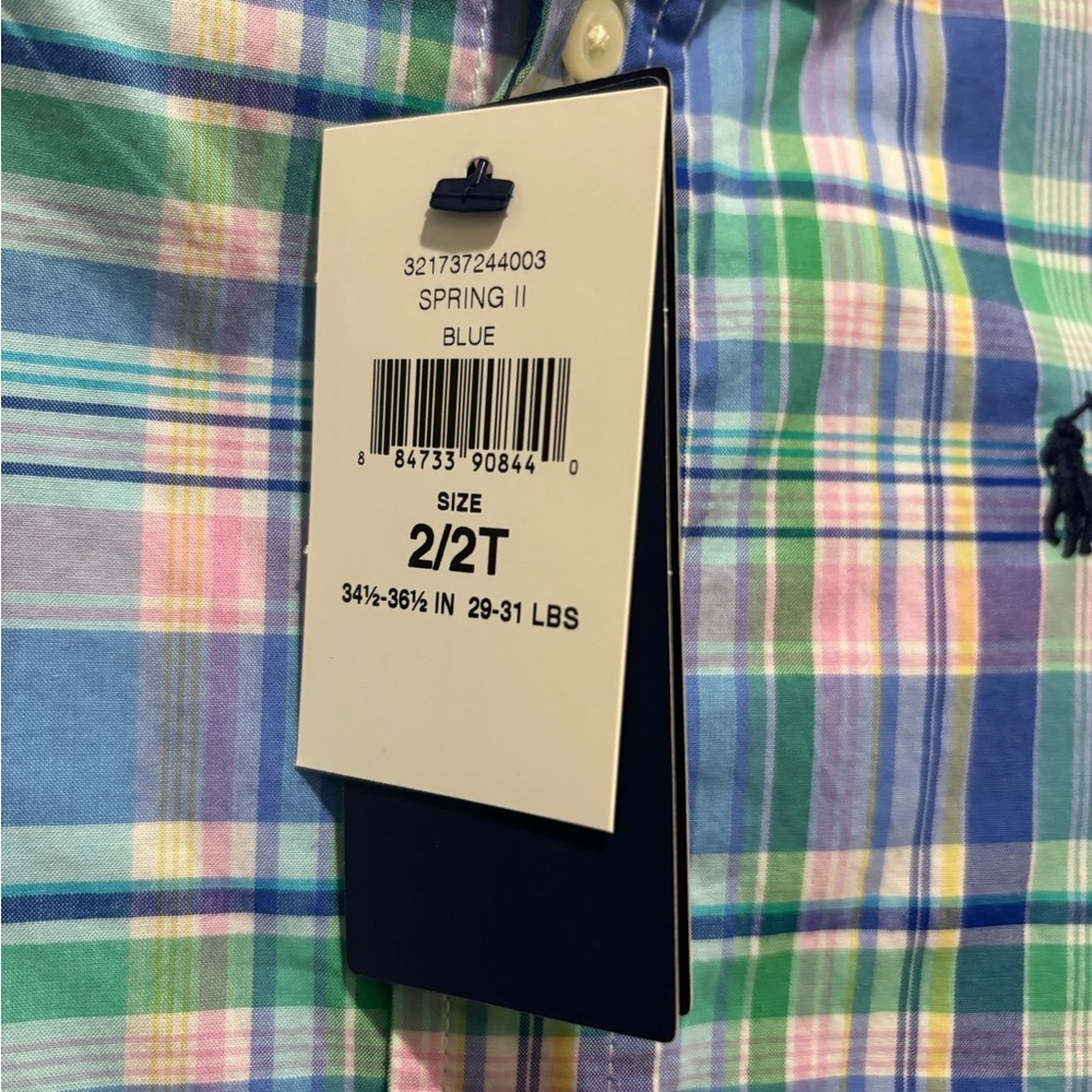 NWT Ralph Lauren Boys 2T Spring II Easter Pastel Plaid Button Down Shirt - Picture 3 of 7